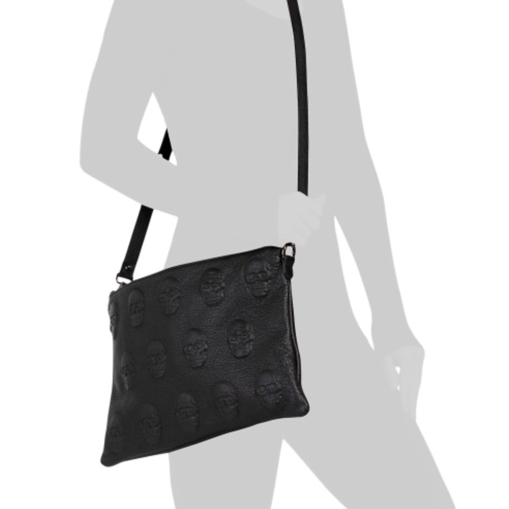 IOpelle Italia BLK Leather Multi Skull Crossbody With Detachable Strap & Dust Bg - Picture 14 of 17